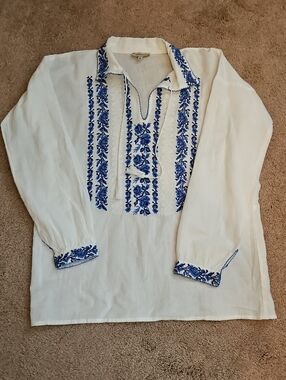 IE PENTRUTINE ROMANIAN EMBROIDERED TUNIC COTTON TOP SZ XL